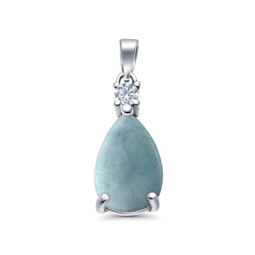 Pear Shape Larimar Charm Pendant 925 Sterling Silver (21.5mm)